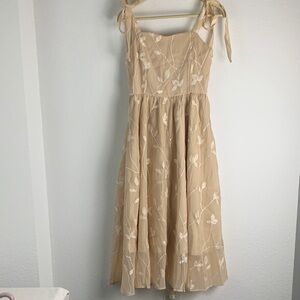 SHEIN Beige Floral Midi Dress